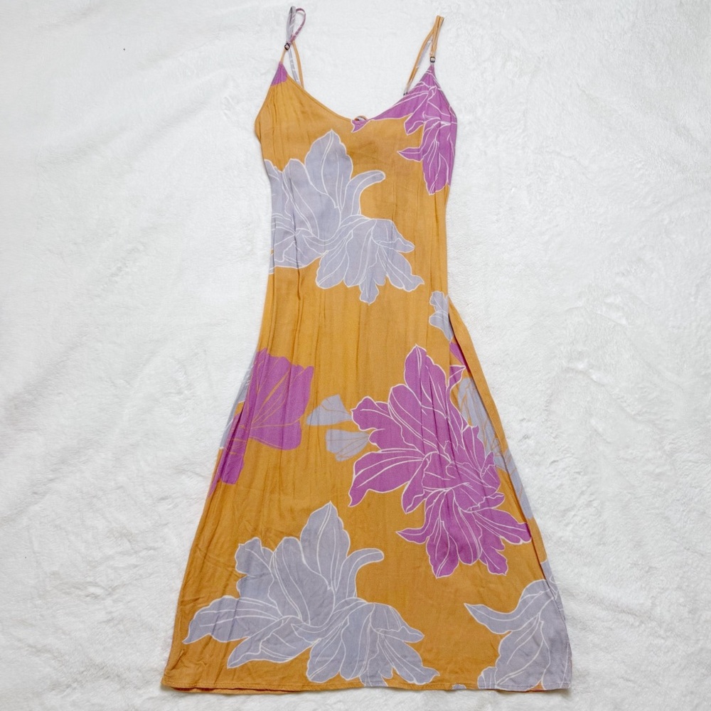 O'Neill Orange and Purple Floral Midi Dress